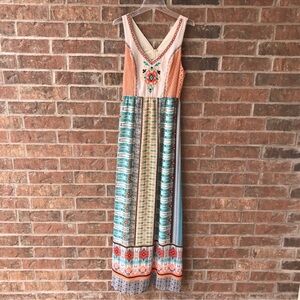 Yahada Embroidered Boho V Neck Maxi Dress